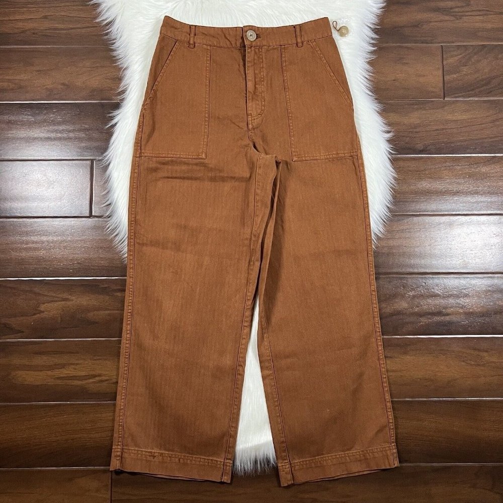 Free People Cropped Wide-Leg Pants in Rust Brown